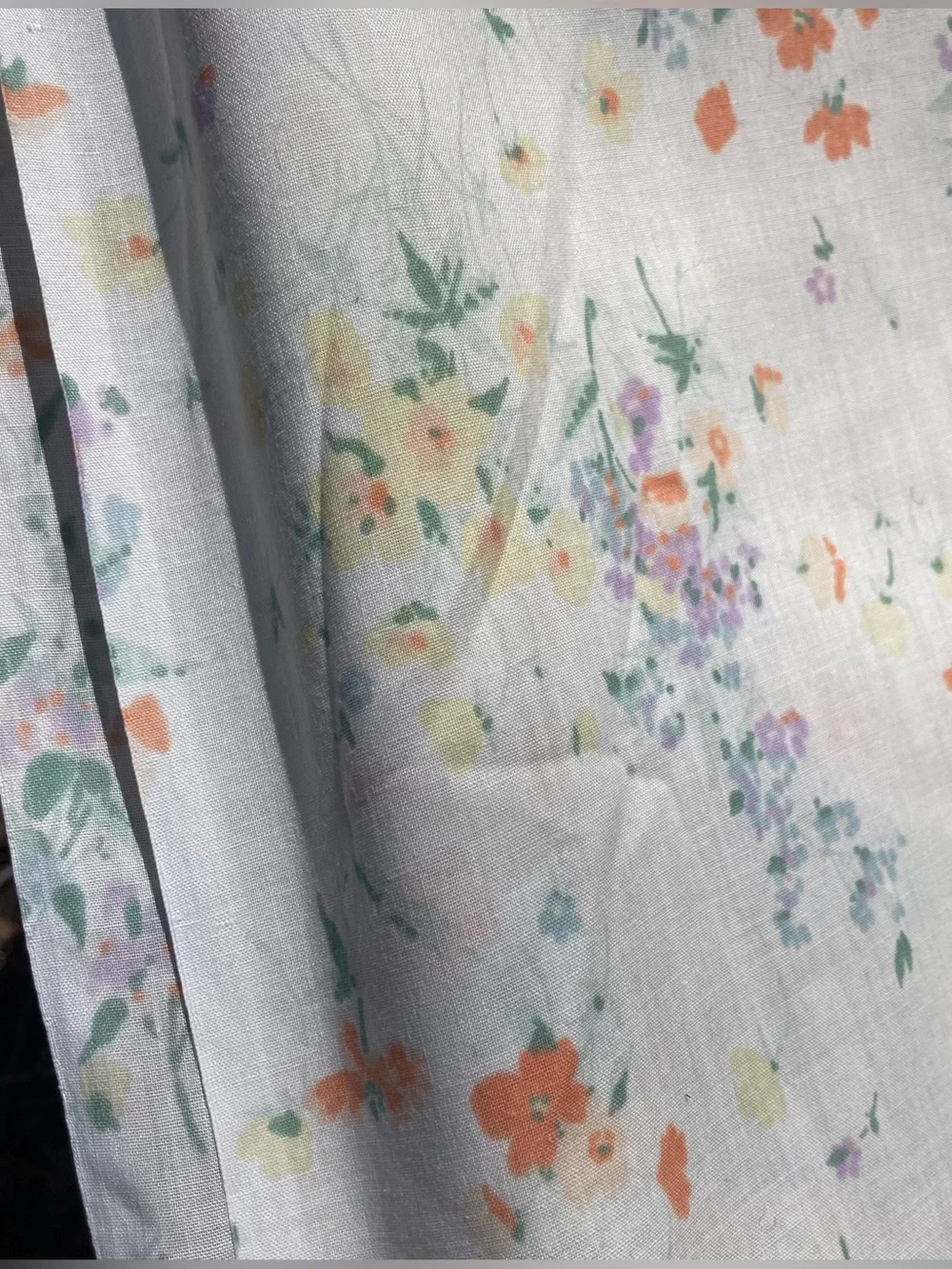 Vintage Morgan Jones Double Flat Sheet in a beautiful pastoral floral pattern